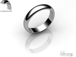 Men's 4.0mm. Luxury D Shape Wedding Ring: Hallmarked 18ct. White Gold-18WGPP-4.0DHG