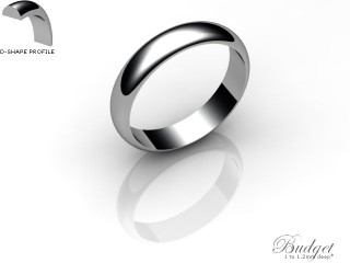 Men's 4.0mm. Budget D Shape Wedding Ring: Hallmarked 18ct. White Gold-18WGPP-4.0DLG