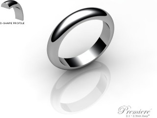 Men's 4.0mm. Premiere D Shape Wedding Ring: Hallmarked 18ct. White Gold-18WGPP-4.0DXG