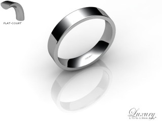 Women's 4.0mm. Luxury Flat-Court (Comfort Fit) Wedding Ring: Hallmarked 18ct. White Gold-18WGPP-4.0FCHL