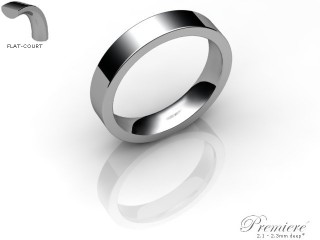 Women's 4.0mm. Premiere Flat-Court (Comfort Fit) Wedding Ring: Hallmarked 18ct. White Gold-18WGPP-4.0FCXL