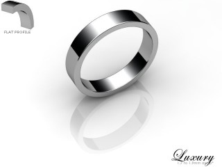 Men's 4.0mm. Luxury Flat Wedding Ring: Hallmarked 18ct. White Gold-18WGPP-4.0FHG