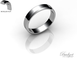 Men's 4.0mm. Budget Flat Wedding Ring: Hallmarked 18ct. White Gold-18WGPP-4.0FLG