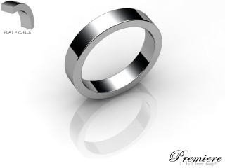 Men's 4.0mm. Premiere Flat Wedding Ring: Hallmarked 18ct. White Gold-18WGPP-4.0FXG