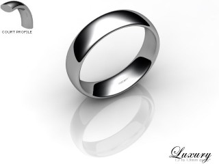 Men's 5.0mm. Luxury Court (Comfort Fit) Wedding Ring: Hallmarked 18ct. White Gold-18WGPP-5.0CHG
