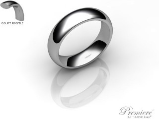Men's 5.0mm. Premiere Court (Comfort Fit) Wedding Ring: Hallmarked 18ct. White Gold-18WGPP-5.0CXG