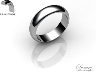Men's 5.0mm. Luxury D Shape Wedding Ring: Hallmarked 18ct. White Gold-18WGPP-5.0DHG