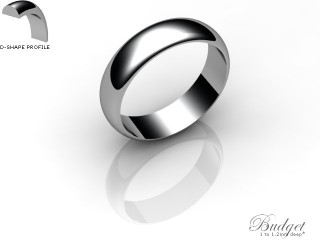 Men's 5.0mm. Budget D Shape Wedding Ring: Hallmarked 18ct. White Gold-18WGPP-5.0DLG