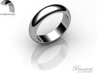Men's 5.0mm. Premiere D Shape Wedding Ring: Hallmarked 18ct. White Gold-18WGPP-5.0DXG