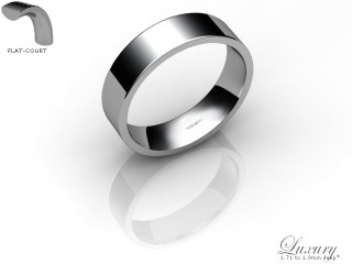 Men's 5.0mm. Luxury Flat-Court (Comfort Fit) Wedding Ring: Hallmarked 18ct. White Gold-18WGPP-5.0FCHG