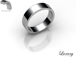 Men's 5.0mm. Luxury Flat Wedding Ring: Hallmarked 18ct. White Gold-18WGPP-5.0FHG