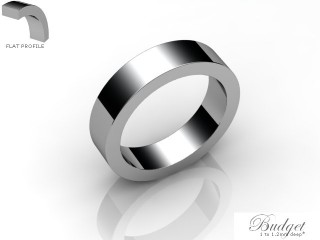 Men's 5.0mm. Budget Flat Wedding Ring: Hallmarked 18ct. White Gold-18WGPP-5.0FLG