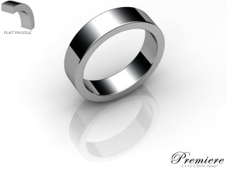 Men's 5.0mm. Premiere Flat Wedding Ring: Hallmarked 18ct. White Gold-18WGPP-5.0FXG