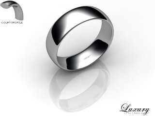 Men's 6.0mm. Luxury Court (Comfort Fit) Wedding Ring: Hallmarked 18ct. White Gold-18WGPP-6.0CHG