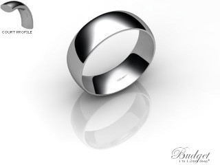 Men's 6.0mm. Budget Court (Comfort Fit) Wedding Ring: Hallmarked 18ct. White Gold-18WGPP-6.0CLG
