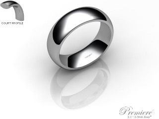 Men's 6.0mm. Premiere Court (Comfort Fit) Wedding Ring: Hallmarked 18ct. White Gold-18WGPP-6.0CXG
