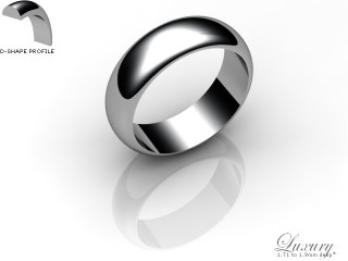 Men's 6.0mm. Luxury D Shape Wedding Ring: Hallmarked 18ct. White Gold-18WGPP-6.0DHG
