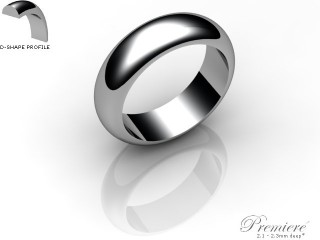 Men's 6.0mm. Premiere D Shape Wedding Ring: Hallmarked 18ct. White Gold-18WGPP-6.0DXG