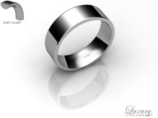 Women's 6.0mm. Luxury Flat-Court (Comfort Fit) Wedding Ring: Hallmarked 18ct. White Gold-18WGPP-6.0FCHL
