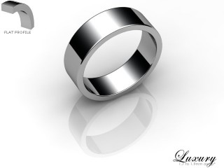 Women's 6.0mm. Luxury Flat Wedding Ring: Hallmarked 18ct. White Gold-18WGPP-6.0FHL
