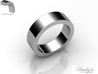Men's 6.0mm. Budget Flat Wedding Ring: Hallmarked 18ct. White Gold-18WGPP-6.0FLG