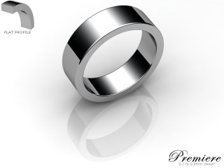Men's 6.0mm. Premiere Flat Wedding Ring: Hallmarked 18ct. White Gold-18WGPP-6.0FXG