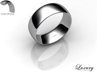Men's 7.0mm. Luxury Court (Comfort Fit) Wedding Ring: Hallmarked 18ct. White Gold-18WGPP-7.0CHG