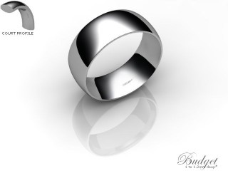 Men's 7.0mm. Budget Court (Comfort Fit) Wedding Ring: Hallmarked 18ct. White Gold-18WGPP-7.0CLG