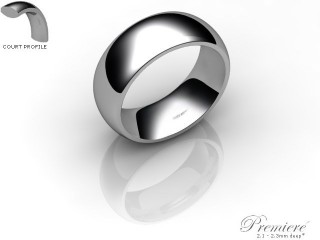 Men's 7.0mm. Premiere Court (Comfort Fit) Wedding Ring: Hallmarked 18ct. White Gold-18WGPP-7.0CXG