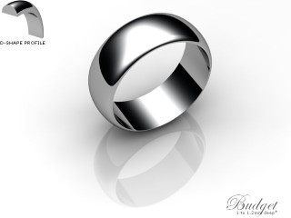 Men's 7.0mm. Budget D Shape Wedding Ring: Hallmarked 18ct. White Gold-18WGPP-7.0DLG
