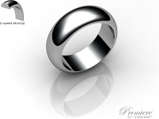 Men's 7.0mm. Premiere D Shape Wedding Ring: Hallmarked 18ct. White Gold-18WGPP-7.0DXG