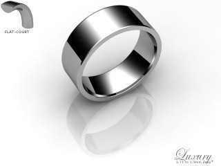 Men's 7.0mm. Budget Flat-Court (Comfort Fit) Wedding Ring: Hallmarked 18ct. White Gold-18WGPP-7.0FCLG