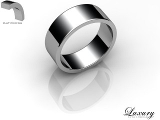 Men's 7.0mm. Luxury Flat Wedding Ring: Hallmarked 18ct. White Gold-18WGPP-7.0FHG