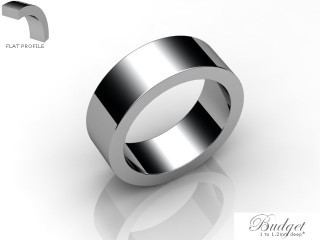 Men's 7.0mm. Budget Flat Wedding Ring: Hallmarked 18ct. White Gold-18WGPP-7.0FLG
