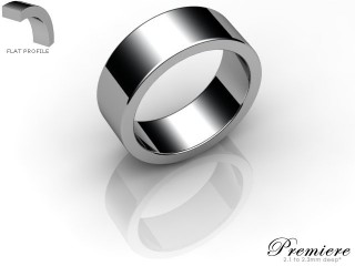 Men's 7.0mm. Premiere Flat Wedding Ring: Hallmarked 18ct. White Gold-18WGPP-7.0FXG