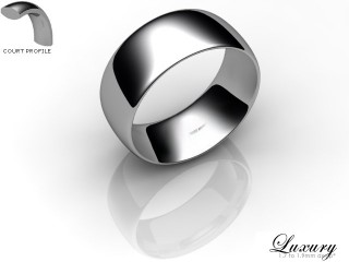 Men's 8.0mm. Luxury Court (Comfort Fit) Wedding Ring: Hallmarked 18ct. White Gold-18WGPP-8.0CHG