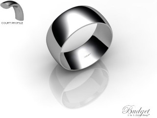 Men's 8.0mm. Budget Court (Comfort Fit) Wedding Ring: Hallmarked 18ct. White Gold-18WGPP-8.0CLG