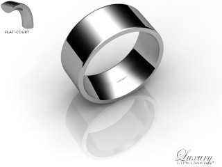 Men's 8.0mm. Luxury Flat-Court (Comfort Fit) Wedding Ring: Hallmarked 18ct. White Gold-18WGPP-8.0FCHG