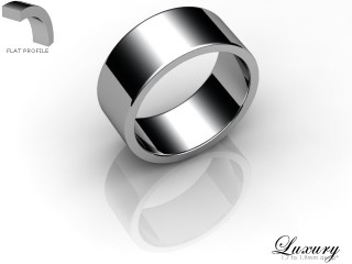 Men's 8.0mm. Luxury Flat Wedding Ring: Hallmarked 18ct. White Gold-18WGPP-8.0FHG