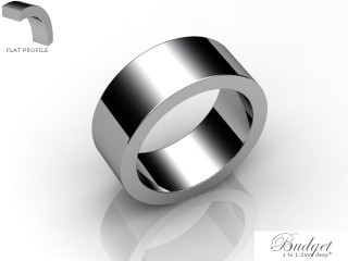 Men's 8.0mm. Budget Flat Wedding Ring: Hallmarked 18ct. White Gold-18WGPP-8.0FLG