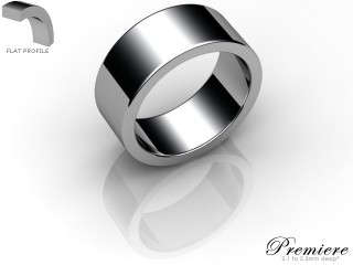 Men's 8.0mm. Premiere Flat Wedding Ring: Hallmarked 18ct. White Gold-18WGPP-8.0FXG