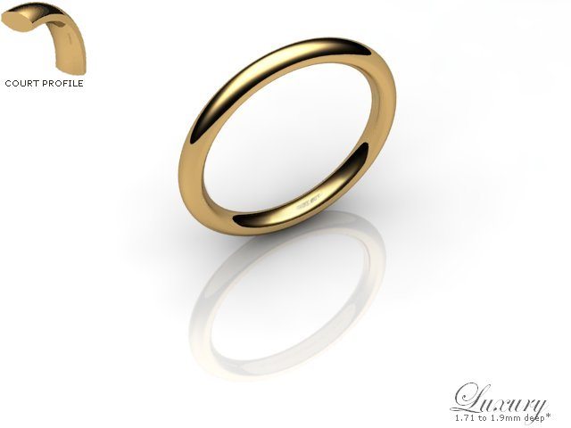 Women's 2.0mm. Luxury Court (Comfort Fit) Wedding Ring: Hallmarked 9ct. Yellow Gold