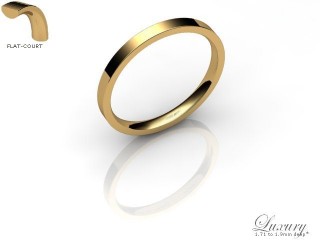 Women's 2.0mm. Luxury Flat-Court (Comfort Fit) Wedding Ring: Hallmarked 9ct. Yellow Gold-09YGPP-2.0FCHL