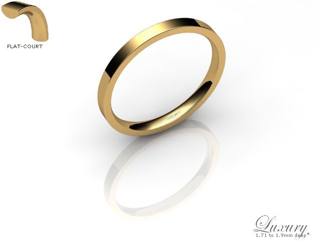 Women's 2.0mm. Luxury Flat-Court (Comfort Fit) Wedding Ring: Hallmarked 9ct. Yellow Gold