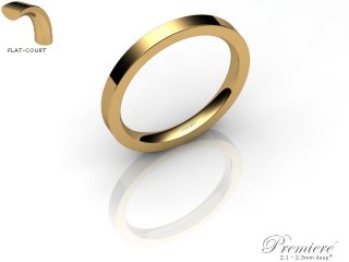 Women's 2.0mm. Premiere Flat-Court (Comfort Fit) Wedding Ring: Hallmarked 18ct. Yellow Gold-18YGPP-2.0FCXL