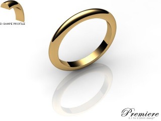 Women's 2.5mm. Premiere D Shape Wedding Ring: Hallmarked 18ct. Yellow Gold-18YGPP-2.5DXL
