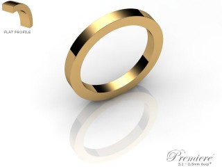 Women's 2.5mm. Premiere Flat Wedding Ring: Hallmarked 9ct. Yellow Gold-09YGPP-2.5FXL