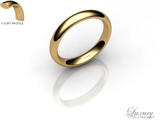 Men's 3.0mm. Luxury Court (Comfort Fit) Wedding Ring: Hallmarked 18ct. Yellow Gold-18YGPP-3.0CHG
