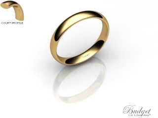 Men's 3.0mm. Budget Court (Comfort Fit) Wedding Ring: Hallmarked 18ct. Yellow Gold-18YGPP-3.0CLG