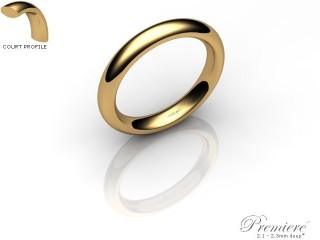 Men's 3.0mm. Premiere Court (Comfort Fit) Wedding Ring: Hallmarked 18ct. Yellow Gold-18YGPP-3.0CXG